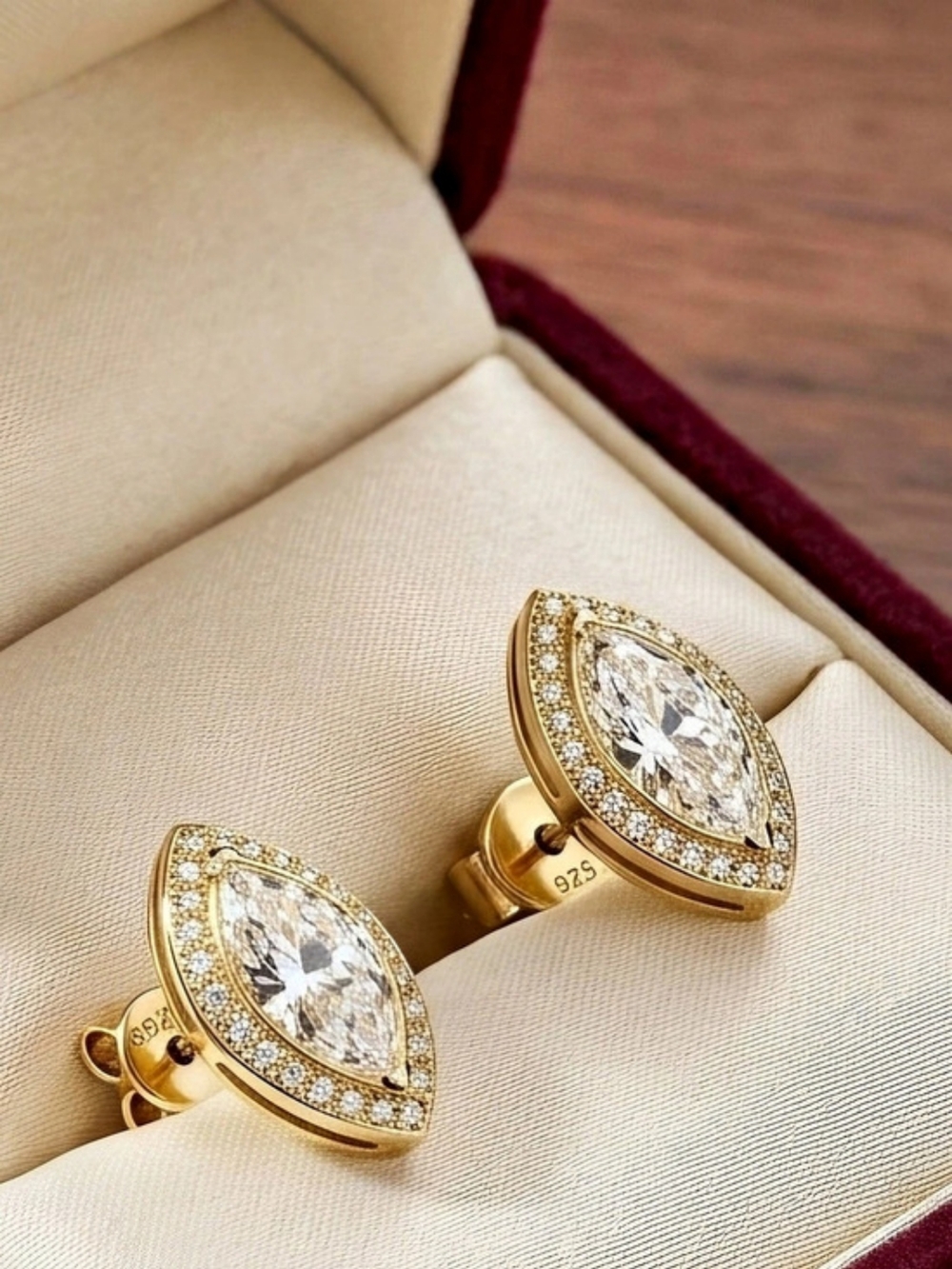 Moissanite 1 CTW Marquise Stud Earrings - Gold